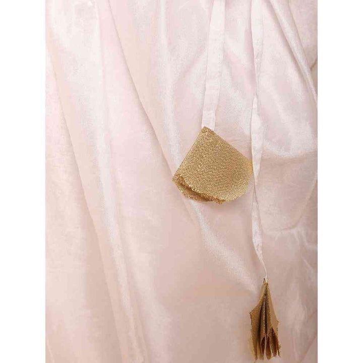 Kaanchie Nanggia White Cotton Silk Pleated Dhoti Pants