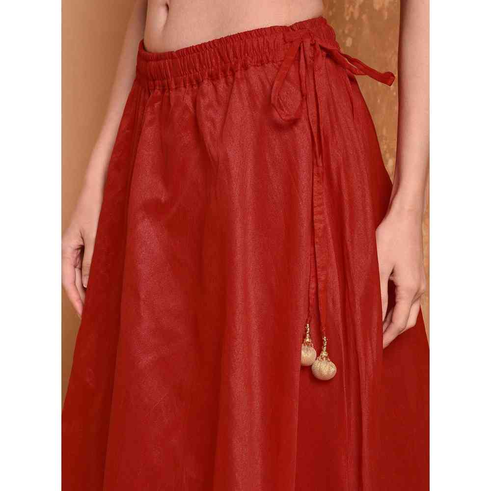 Kaanchie Nanggia Red Printed Skirt