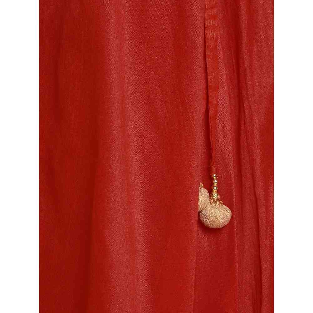 Kaanchie Nanggia Red Printed Skirt