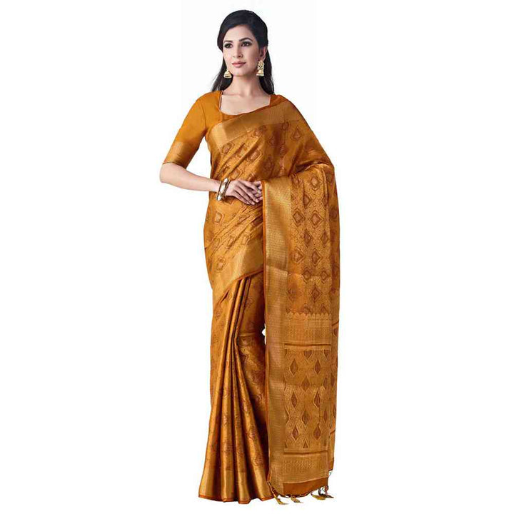 Mimosa Silk Mustard Saree With Blouse Piece