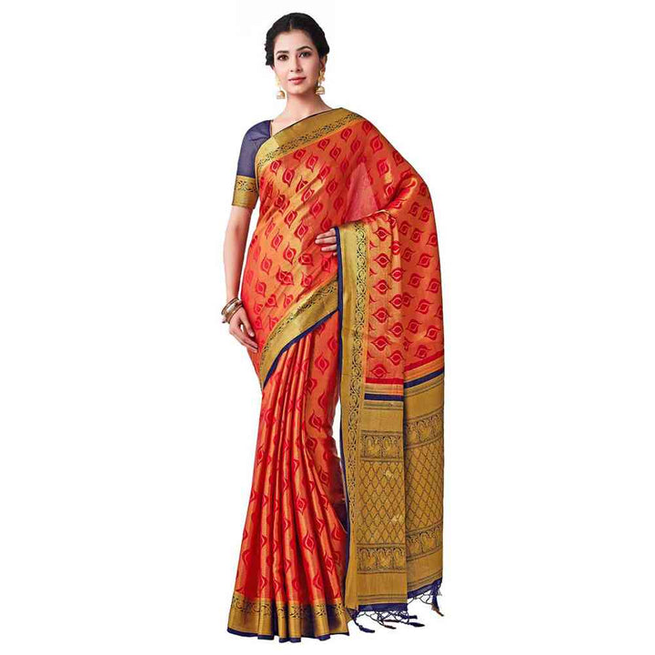 Mimosa Silk Red Saree With Blouse Piece