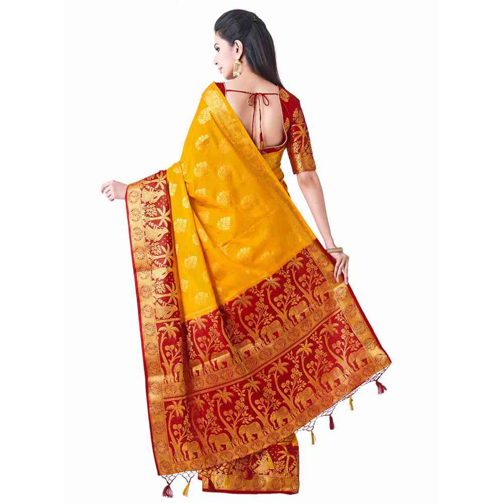 Mimosa Silk Mustard Saree With Blouse Piece