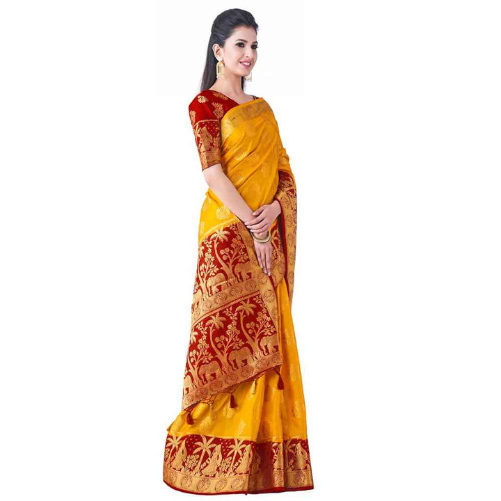 Mimosa Silk Mustard Saree With Blouse Piece