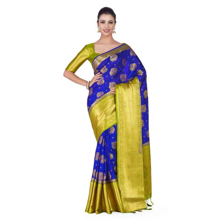 Mimosa Silk Blue Saree With Blouse Piece