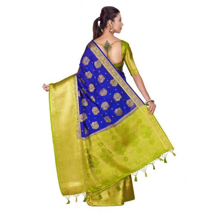 Mimosa Silk Blue Saree With Blouse Piece