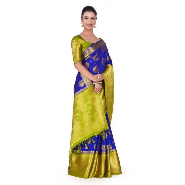 Mimosa Silk Blue Saree With Blouse Piece