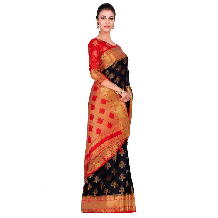 Mimosa Silk Black Saree With Blouse Piece