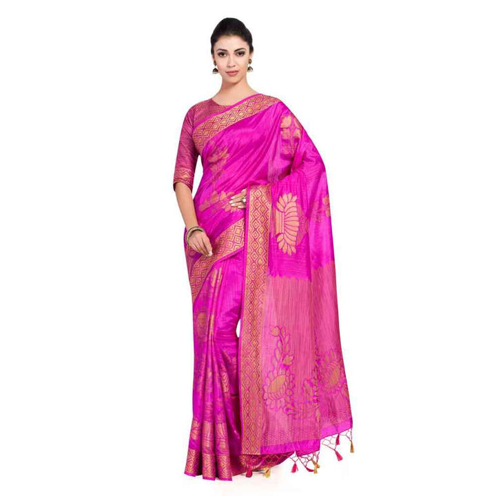 Mimosa Silk Pink Saree With Blouse Piece