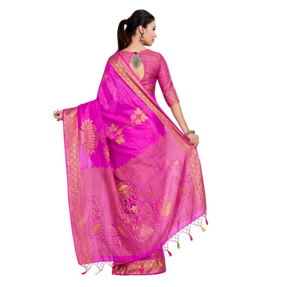 Mimosa Silk Pink Saree With Blouse Piece