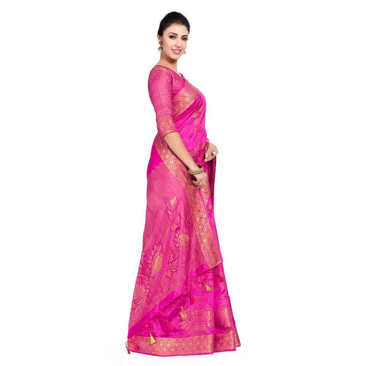 Mimosa Silk Pink Saree With Blouse Piece