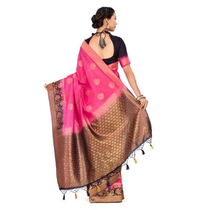 Mimosa Silk Pink Saree With Blouse Piece