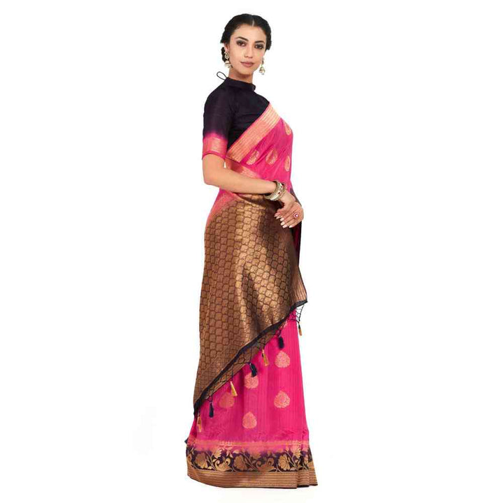 Mimosa Silk Pink Saree With Blouse Piece