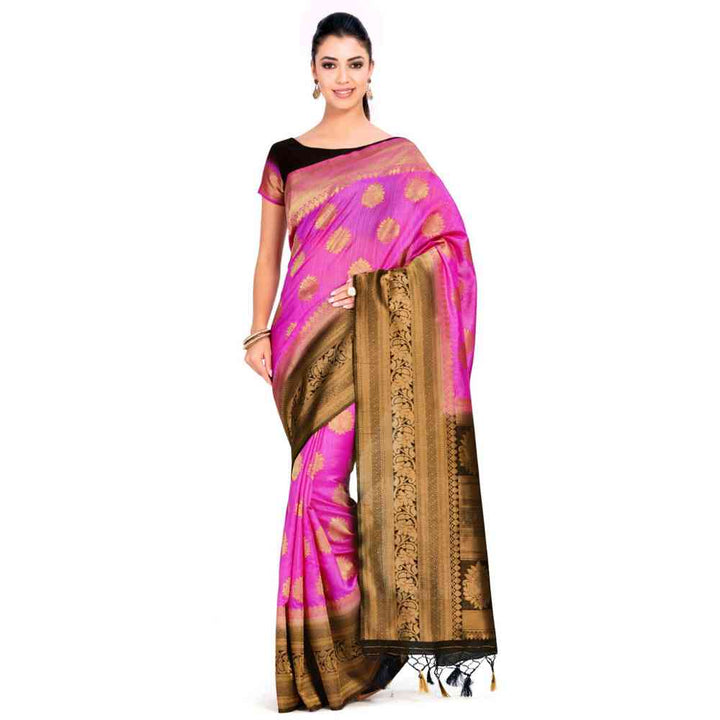 Mimosa Silk Pink Saree With Blouse Piece