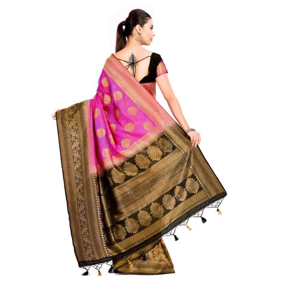 Mimosa Silk Pink Saree With Blouse Piece