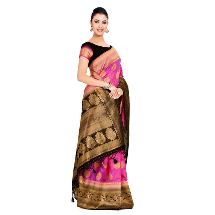 Mimosa Silk Pink Saree With Blouse Piece