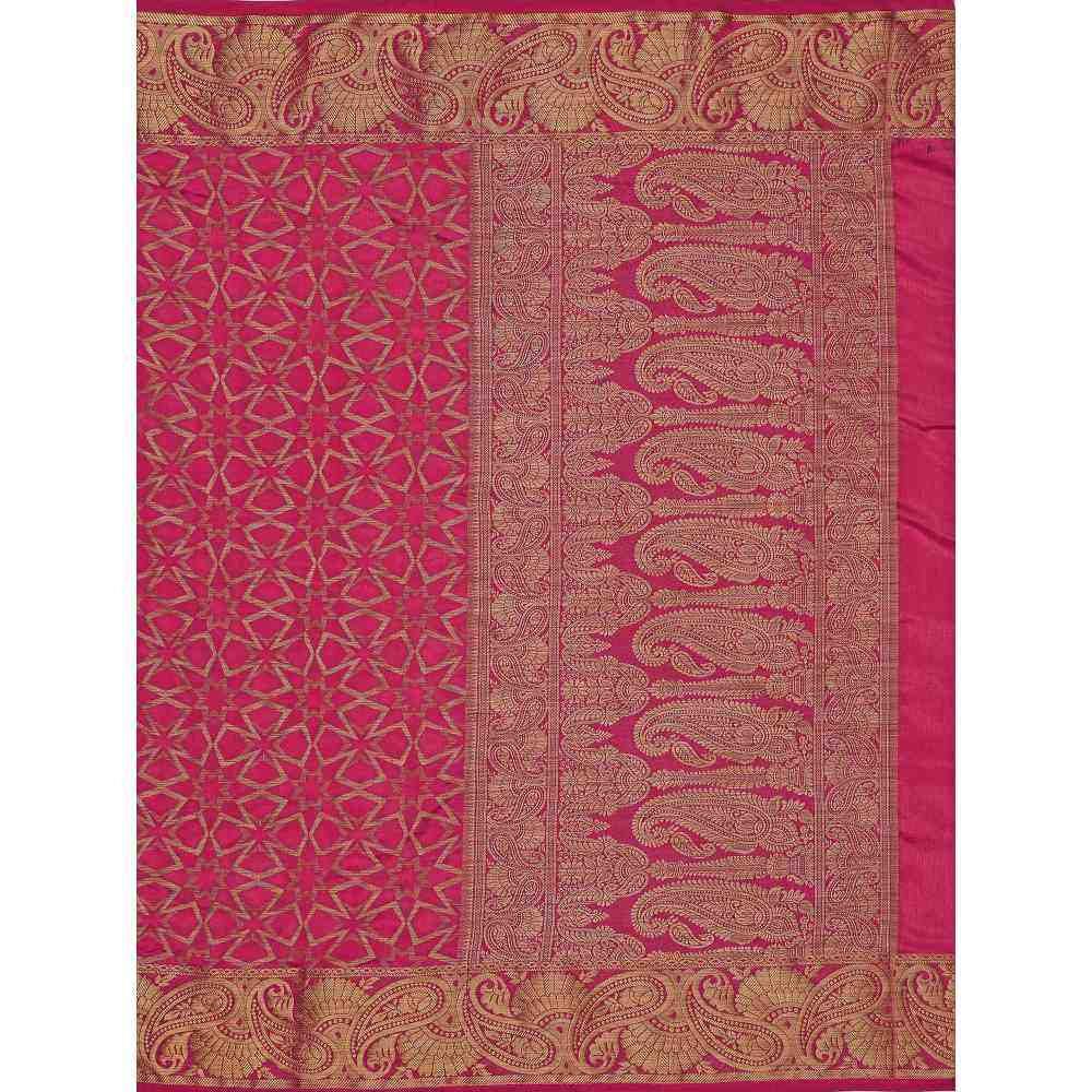 Mimosa Magenta Patola Style Art Silk Saree With Unstitched Blouse