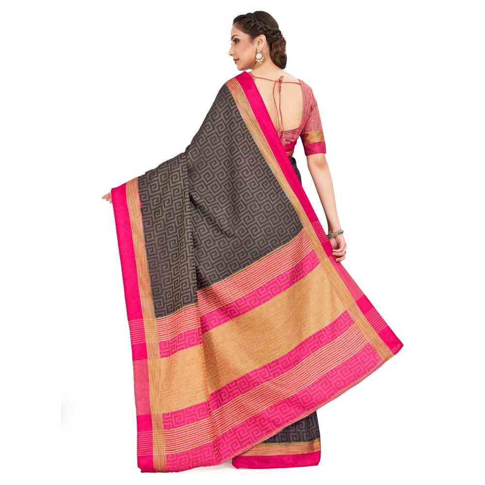 Mimosa Black Banarasi Style Art Silk Saree With Unstitched Blouse