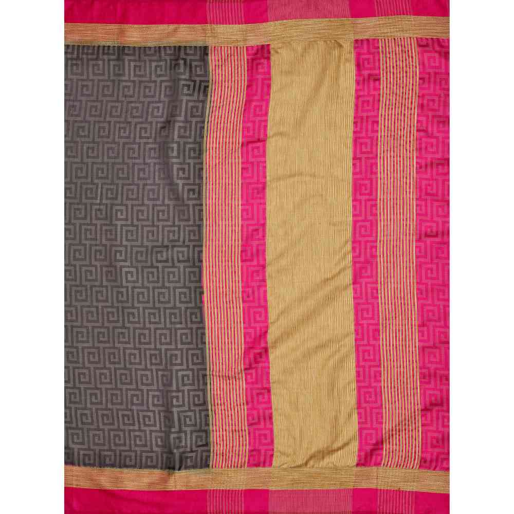 Mimosa Black Banarasi Style Art Silk Saree With Unstitched Blouse