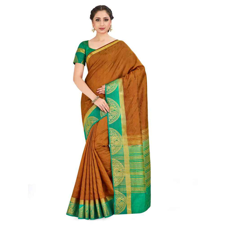 Mimosa Mustard Kanjivaram Style Art Silk Saree With Unstitched Blouse