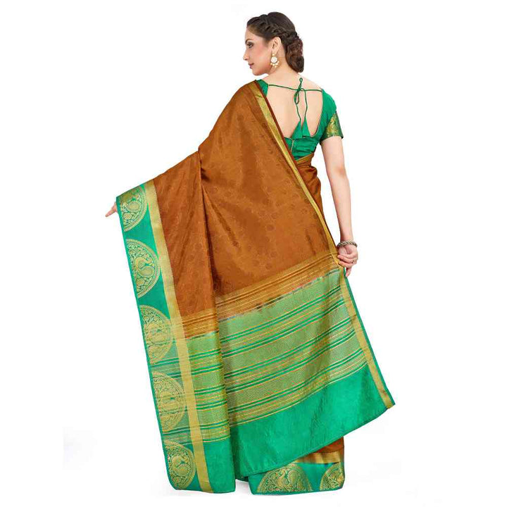 Mimosa Mustard Kanjivaram Style Art Silk Saree With Unstitched Blouse