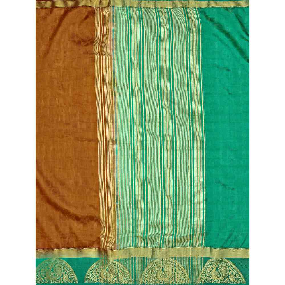 Mimosa Mustard Kanjivaram Style Art Silk Saree With Unstitched Blouse