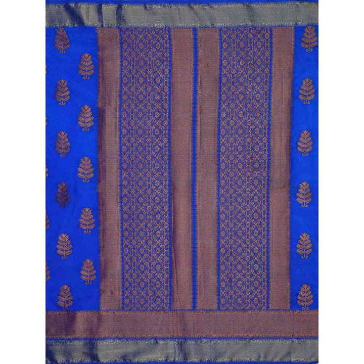 Mimosa Blue Banarasi Style Art Silk Saree With Unstitched Blouse