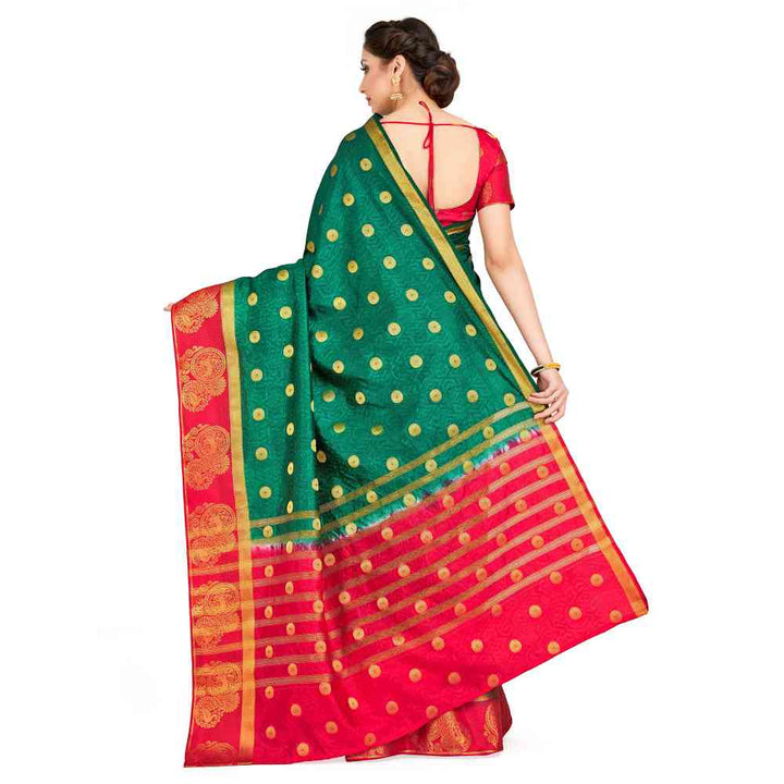 Mimosa Green Kanjivaram Style Art Silk Saree With Unstitched Blouse