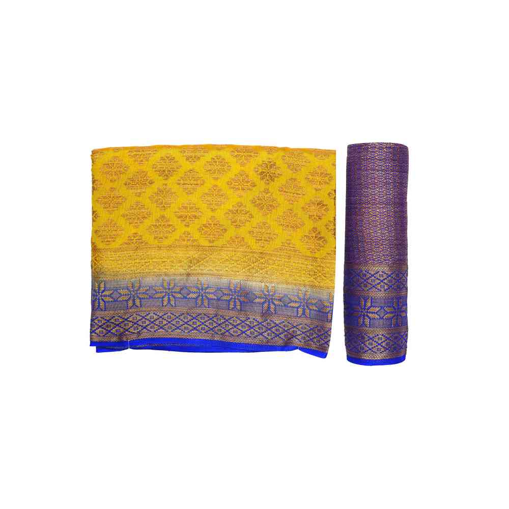 Mimosa Yellow Patola Style Art Silk Saree With Unstitched Blouse