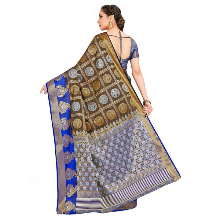 Mimosa Olive Kanjivaram Style Art Silk Saree With Unstitched Blouse