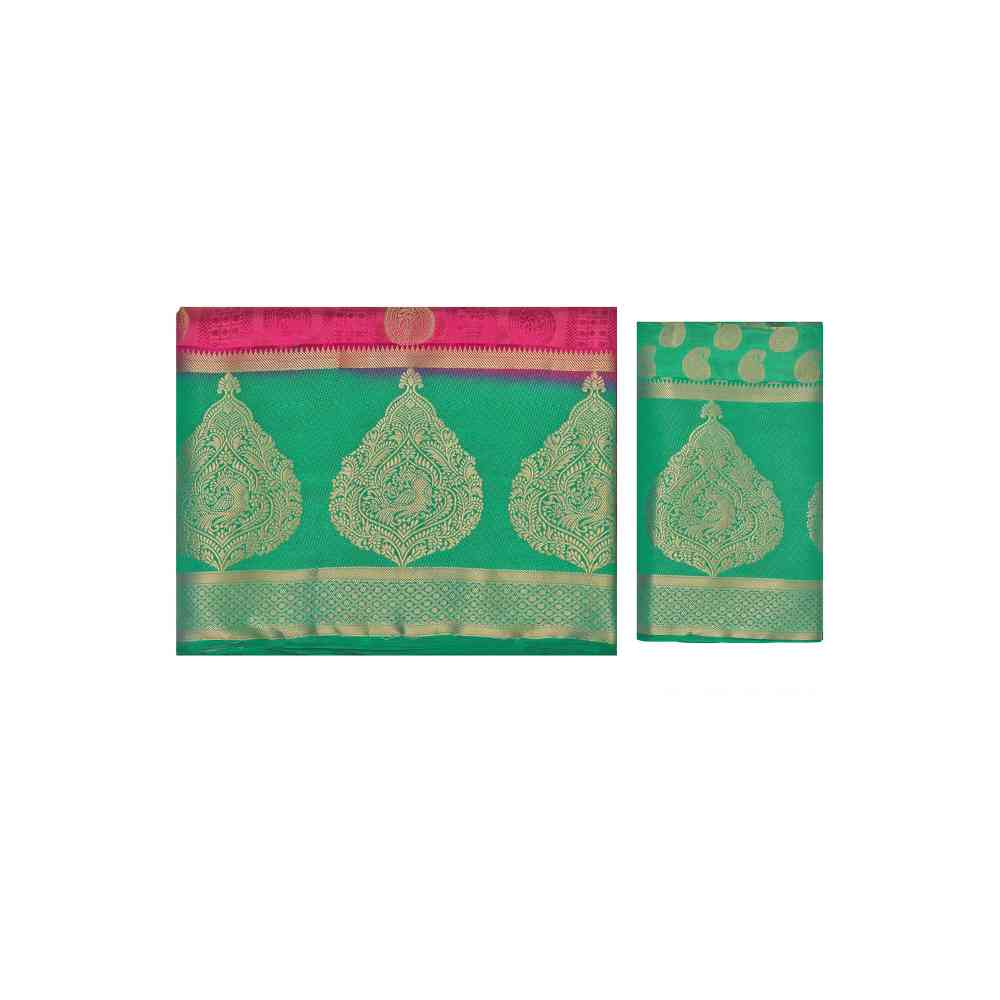 Mimosa Pink Banarasi Style Art Silk Saree With Unstitched Blouse