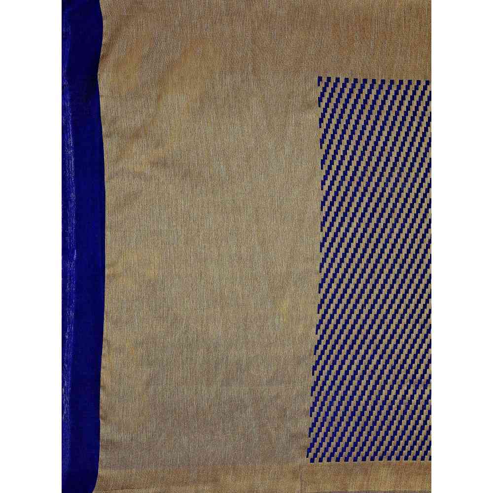 Mimosa Navy Blue Patola Style Art Silk Saree With Unstitched Blouse