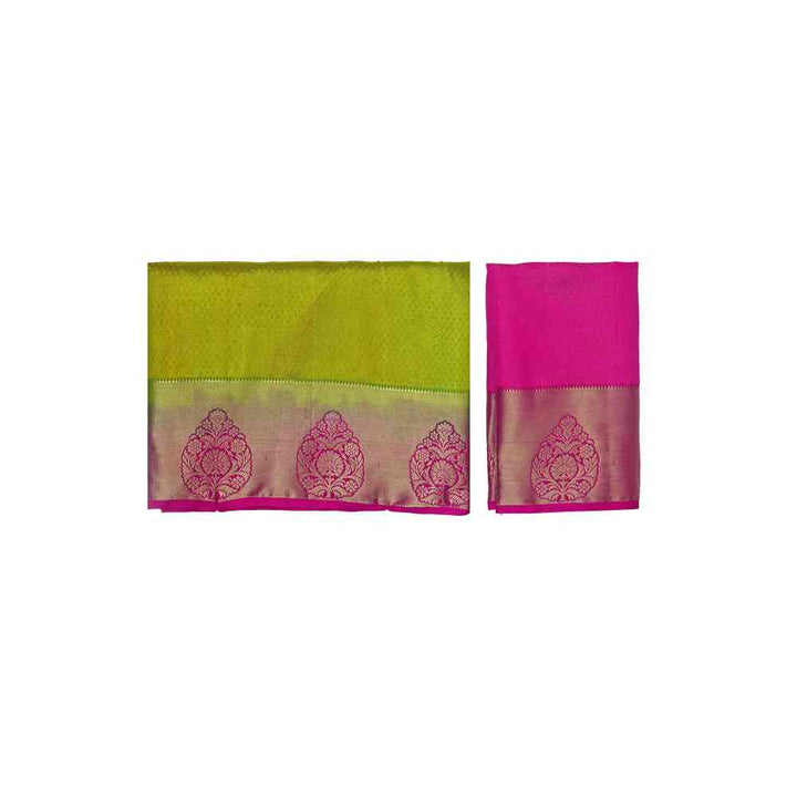 Mimosa Olive Kanjivaram Style Art Silk Saree With Unstitched Blouse