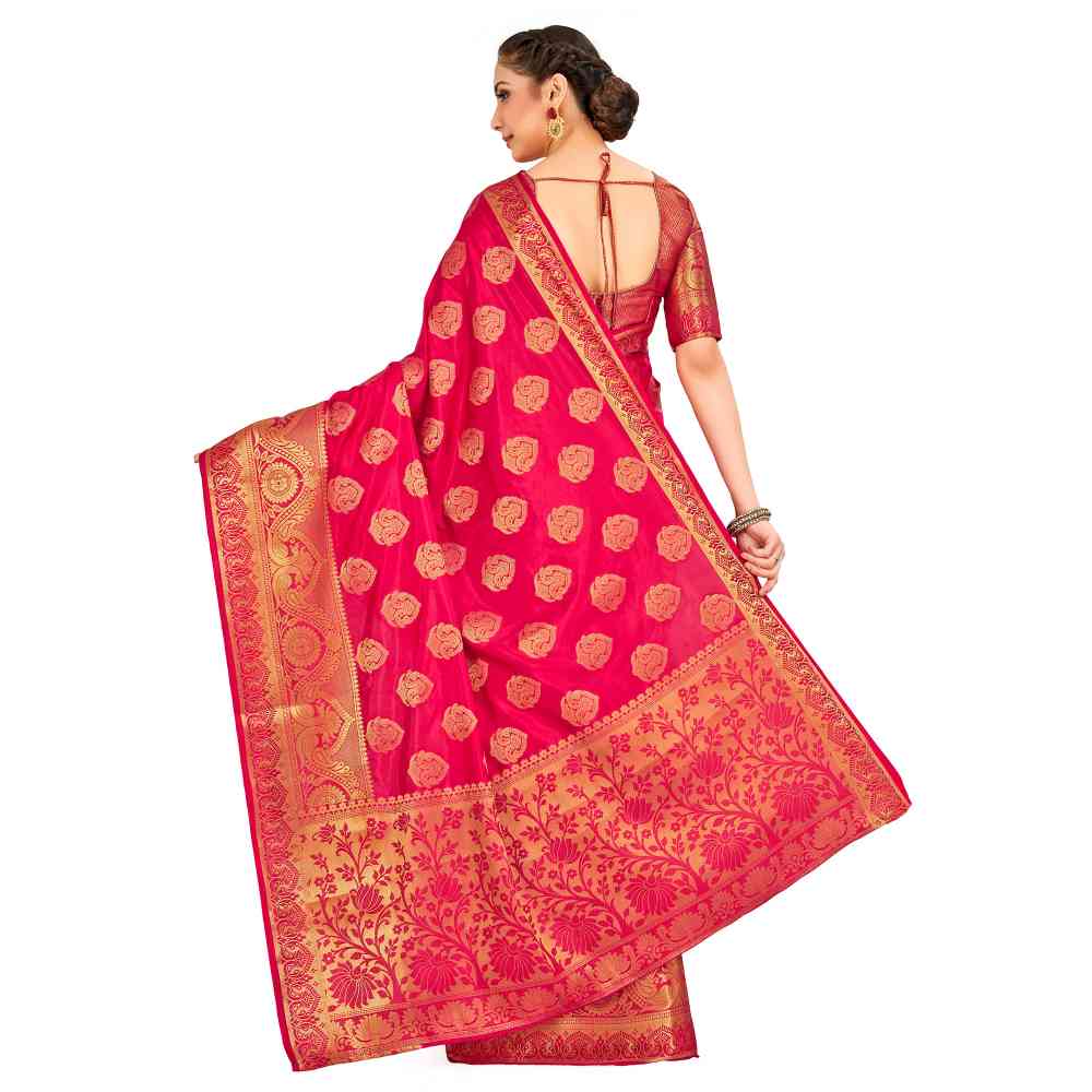 Mimosa Red Kanjivaram Style Art Silk Saree With Unstitched Blouse