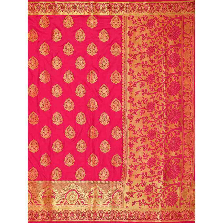 Mimosa Red Kanjivaram Style Art Silk Saree With Unstitched Blouse