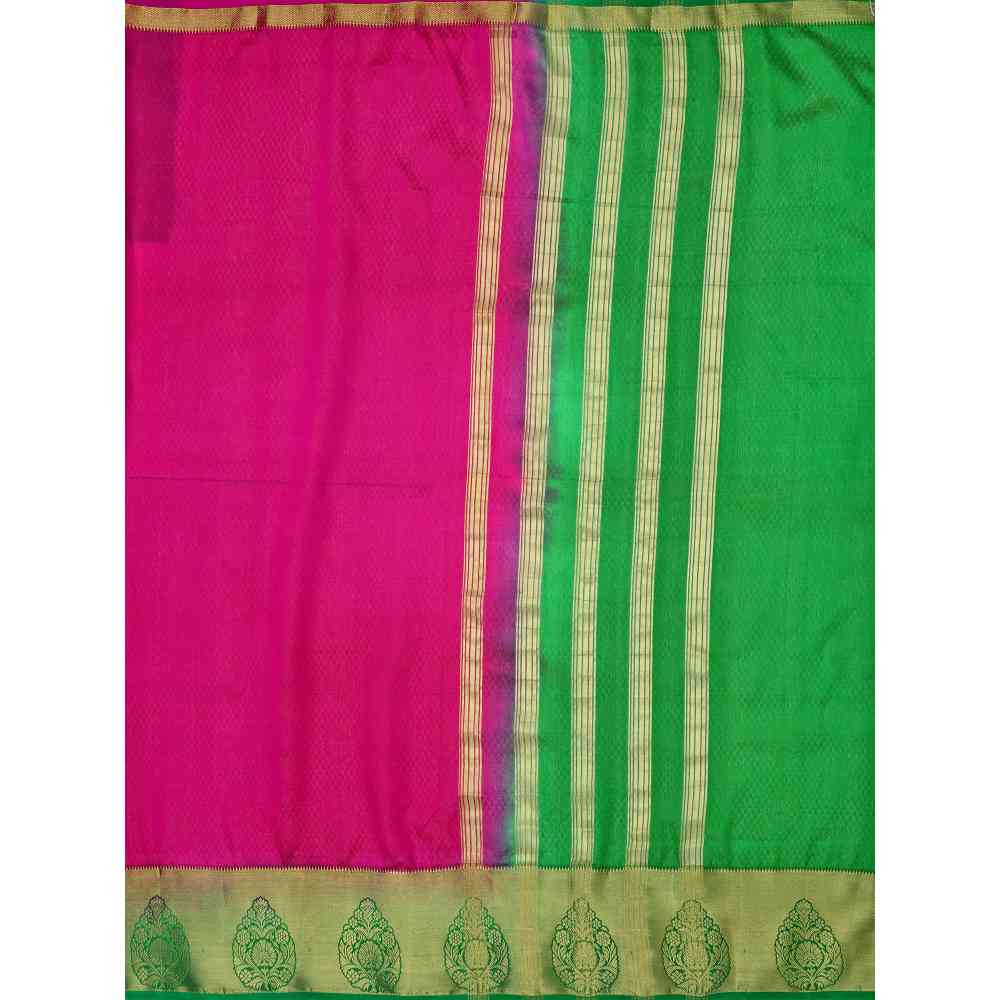 Mimosa Pink Kanjivaram Style Art Silk Saree With Unstitched Blouse