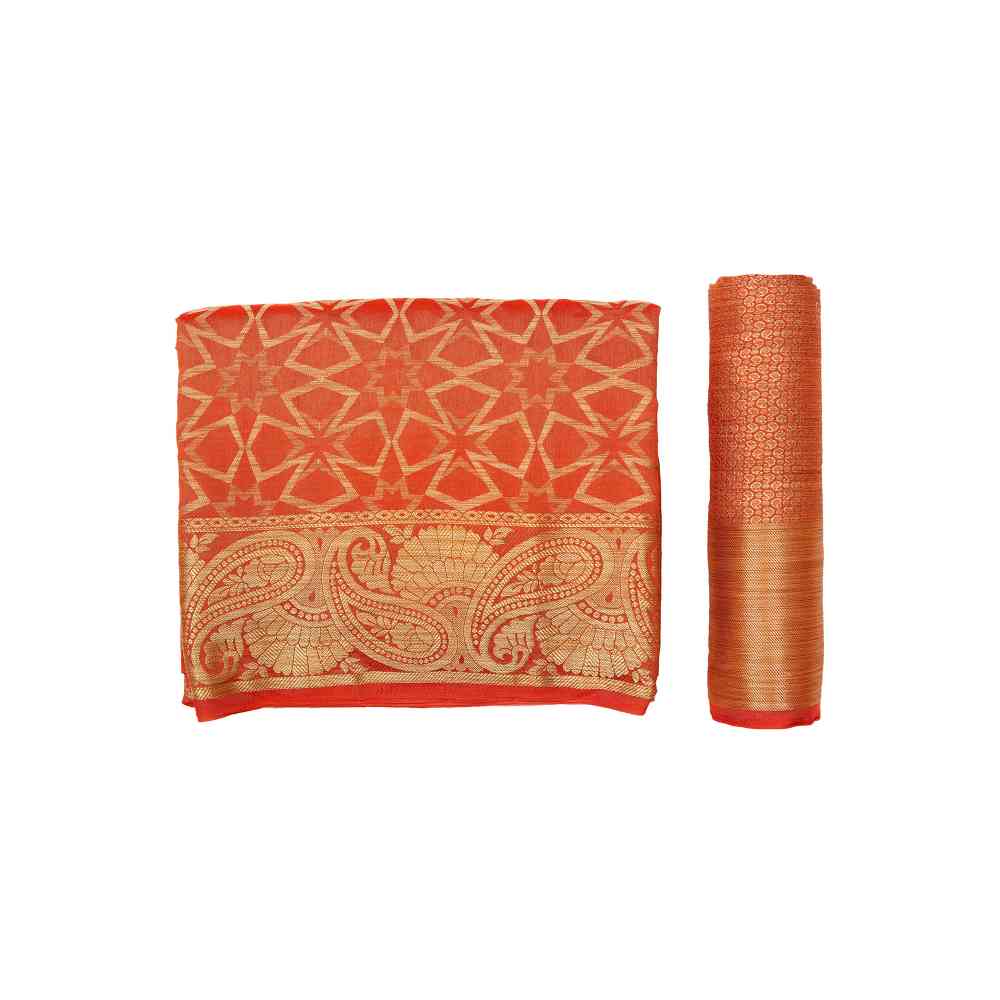 Mimosa Rust Patola Style Art Silk Saree With Unstitched Blouse