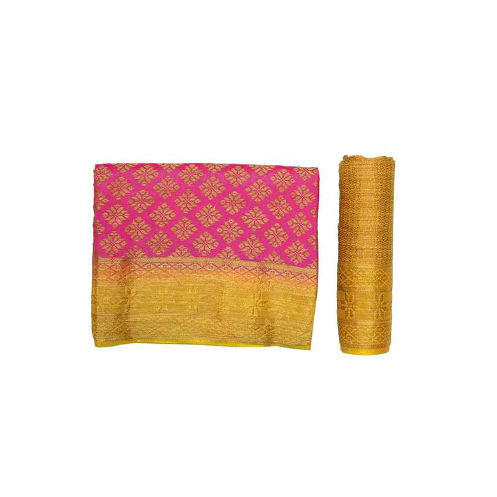 Mimosa Pink Patola Style Art Silk Saree With Unstitched Blouse