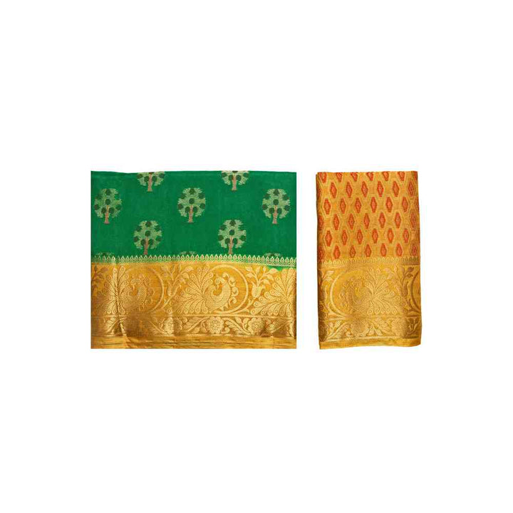 Mimosa Green Paithani Style Art Silk Saree With Unstitched Blouse