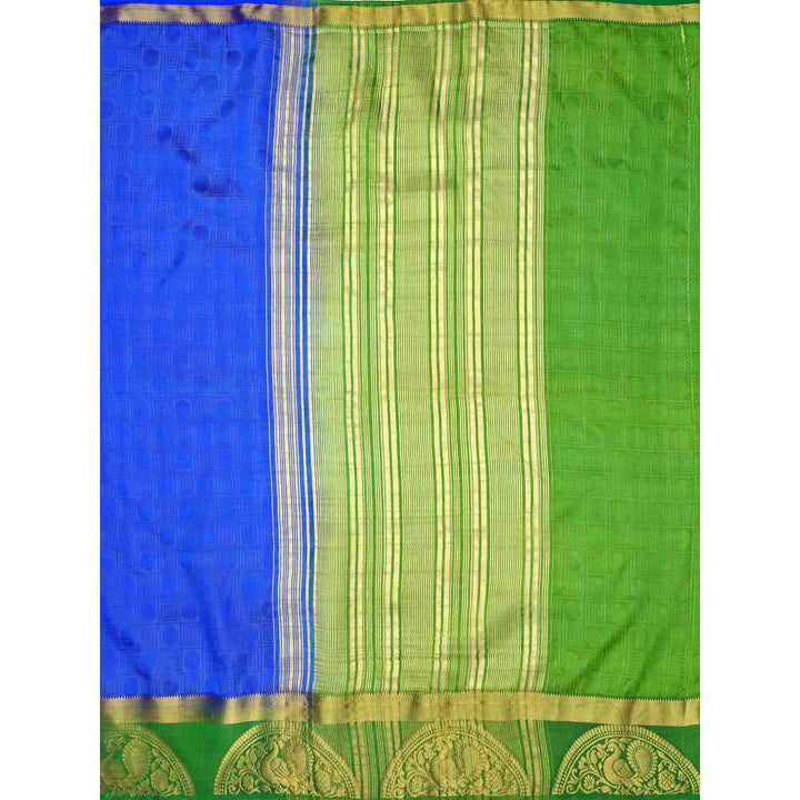 Mimosa Navy Blue Kanjivaram Style Art Silk Saree With Unstitched Blouse