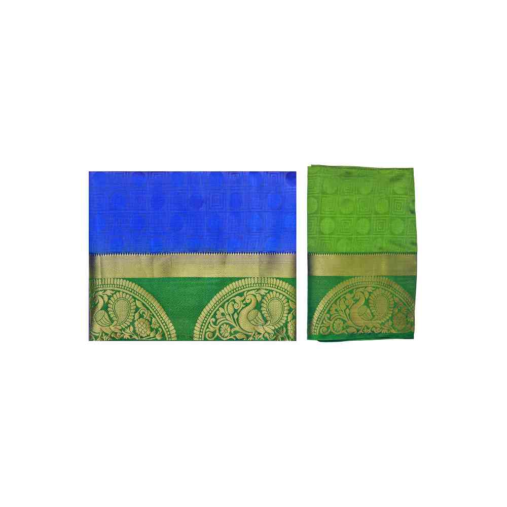 Mimosa Navy Blue Kanjivaram Style Art Silk Saree With Unstitched Blouse