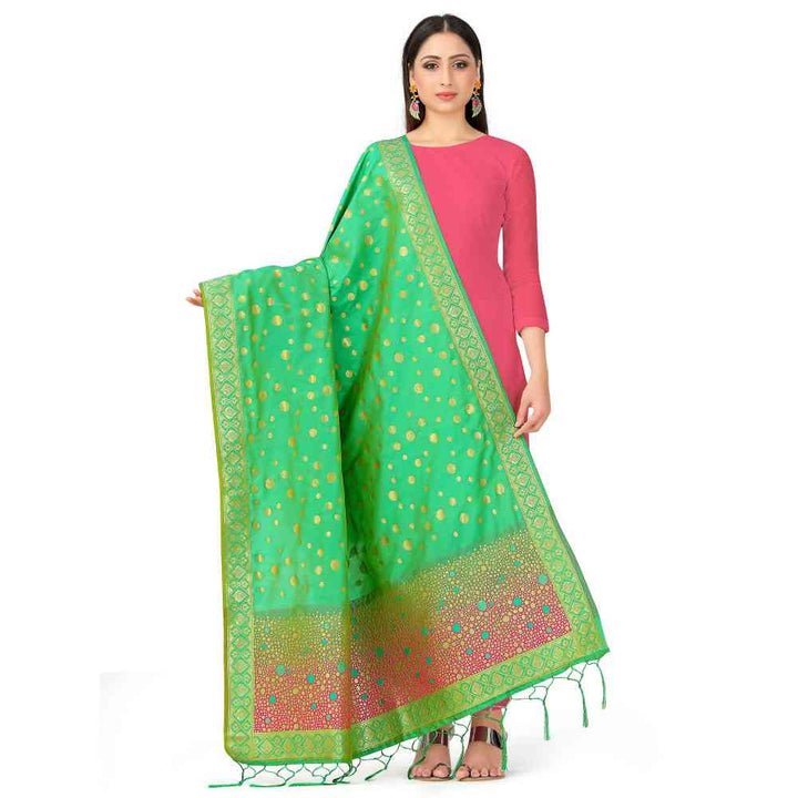 Mimosa Green Banarasi Art Silk Dupatta