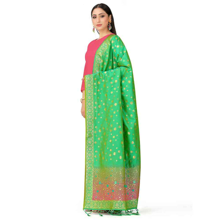 Mimosa Green Banarasi Art Silk Dupatta