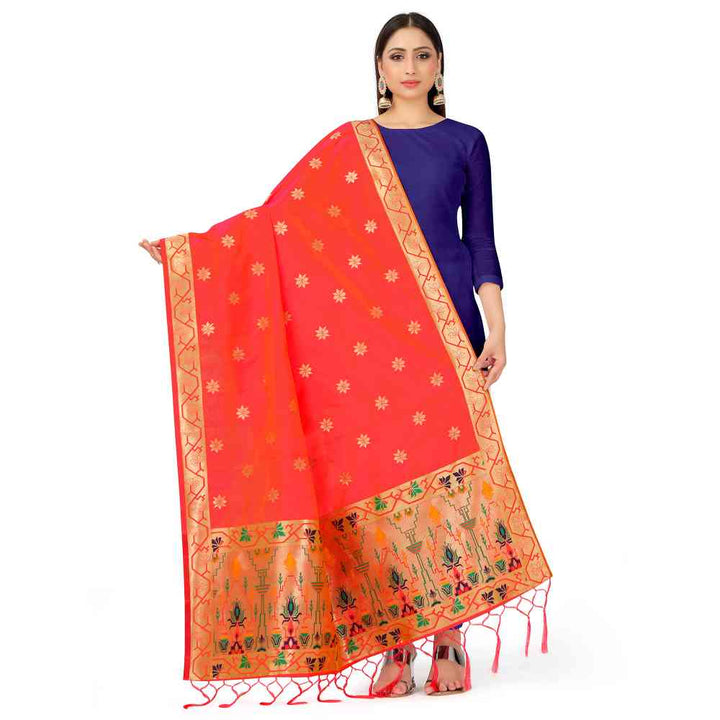 Mimosa Coral Banarasi Art Silk Dupatta