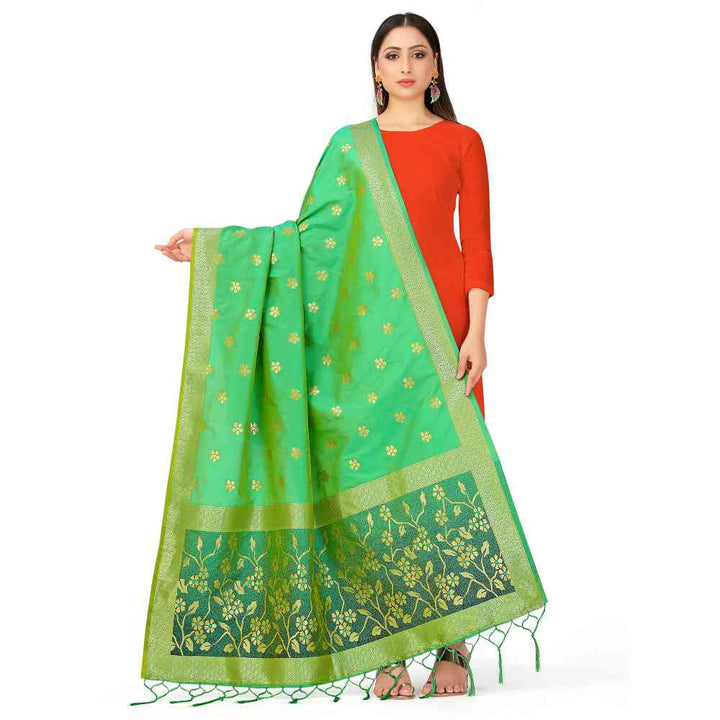 Mimosa Green Banarasi Art Silk Dupatta