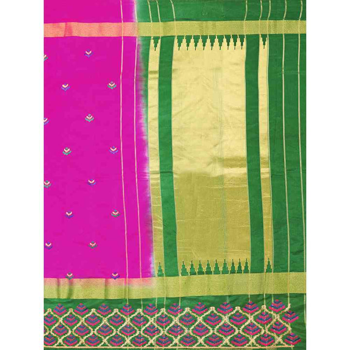 Mimosa Pink Kanjivaram Style Art Silk Saree  With Unstitched Blouse