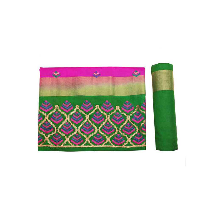 Mimosa Pink Kanjivaram Style Art Silk Saree  With Unstitched Blouse