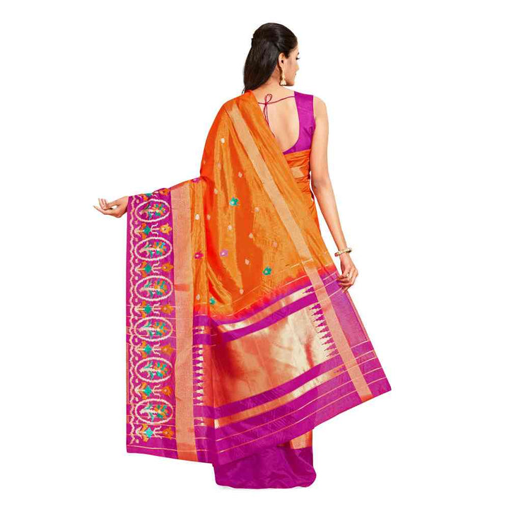 Mimosa Rust Kanjivaram Style Art Silk Saree  With Unstitched Blouse