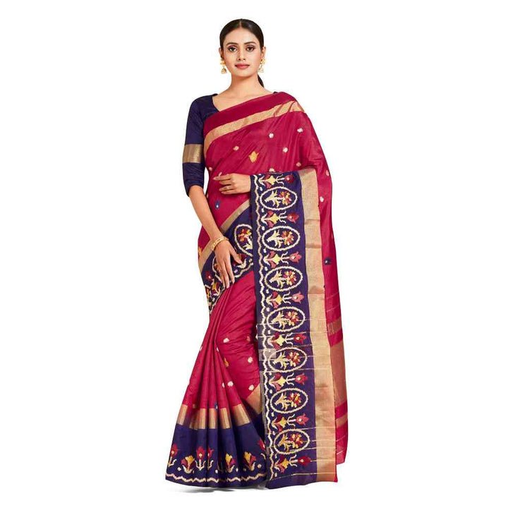 Mimosa Maroon Kanjivaram Style Art Silk Saree  With Unstitched Blouse