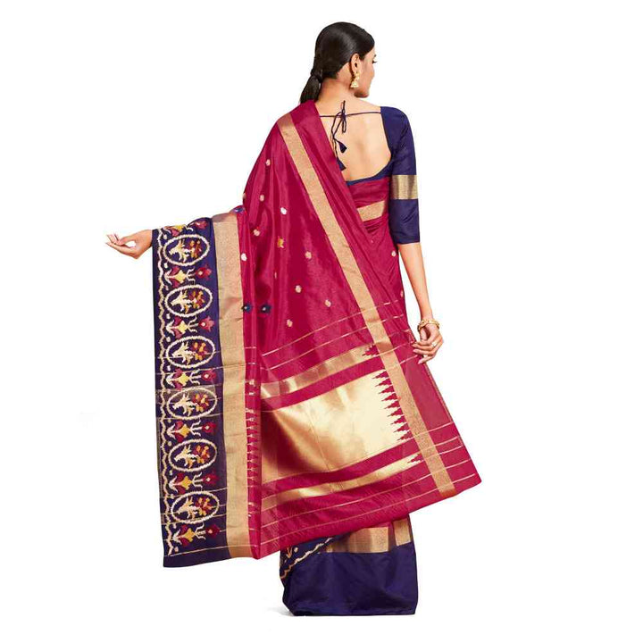 Mimosa Maroon Kanjivaram Style Art Silk Saree  With Unstitched Blouse