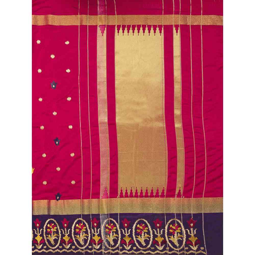 Mimosa Maroon Kanjivaram Style Art Silk Saree  With Unstitched Blouse